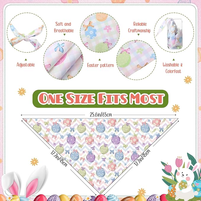 Kacctyen 50 Pcs Spring Easter Dog Bandanas Bulk Bandanas - Image 2