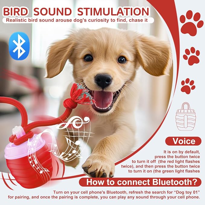 Interactive Dog Toy, Motion Activated Rolling Squeaky Ball - Image 4