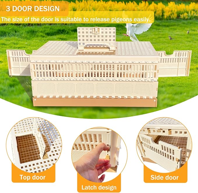Folding Pigeon Cage Racing Pigeons Travel Cage Pairing Cage Plastic Three Doors - Image 4