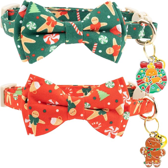 Faygarsle 2 Pack Christmas Cat Collar Set, by Faygarsle