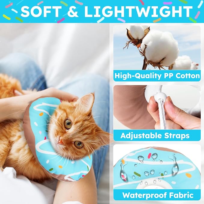 Cat Cone Collar Soft, Waterproof Cat Recovery Collars Spay Cones to Stop - Image 3