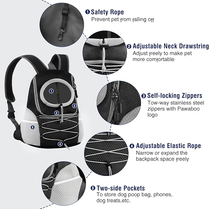 Pawaboo Pet Dog Carrier Backpack, Puppy Dog Travel Front Carrier - Image 6