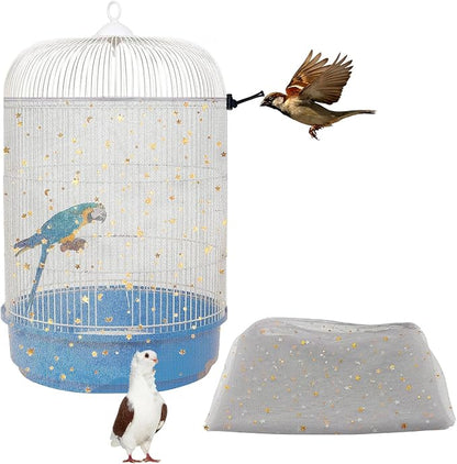 Bird Cage Seed Catcher, 45-90'' Adjustable Cover, Universal Nylon Mesh Net by LYMOI