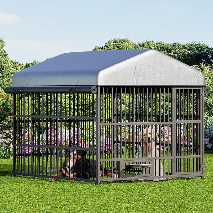 HOOBRO Outdoor Dog Kennel with Cover, 6.6 x 6.6 x 6.4 ft Dog Kennel Outside by HOOBRO