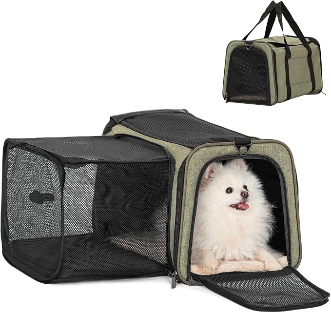 Petsfit 19"X12" X12" Expandable Pet Carrier, Square Expansion Reduces Pet by Petsfit