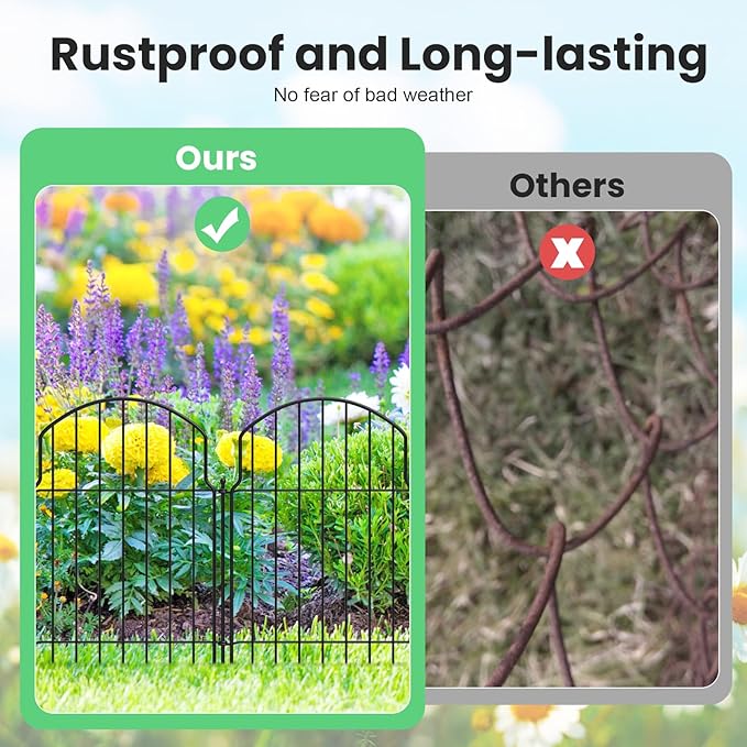 25Pcs Decorative Garden Fence, 20in/27ft Rustproof Metal Fences Animal Barrier - Image 5