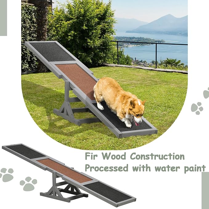 71" Dog Agility Seesaw Outdoor for Training and Exercise, Wooden Platform Dog - Image 5