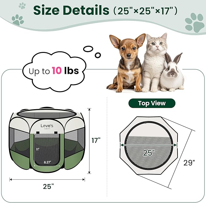 Love's cabin Pet Puppy Dog Playpen, Small Dog Tent Crates Cage Indoor/Outdoor - Image 3