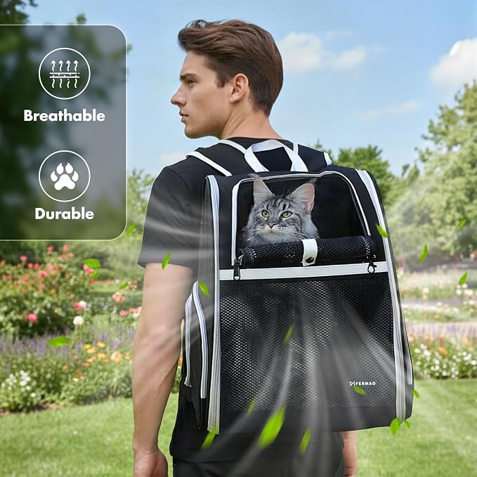 Pet Backpack Carrier, Large Cat Carrier Backpack Up to 20 Lbs - Image 3