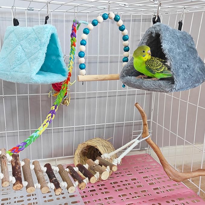 Tfwadmx 2Pcs Bird Tent Plush Hammock Hanging Warm Hut Nest - Image 3