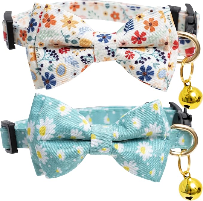 Faygarsle 2 Pack Cotton Designer Breakaway Cats Collar by Faygarsle