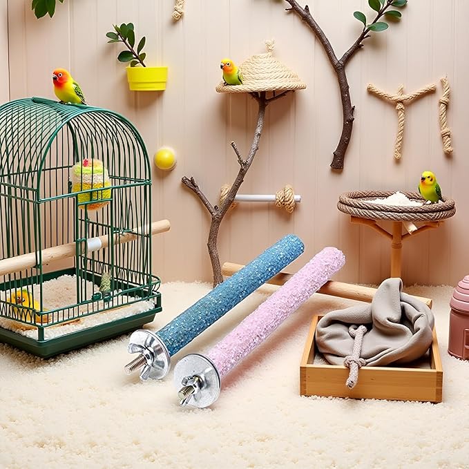 2 Pcs Bird Perch Stand Toy, Random Bird Perch Stand Toy Wood Parrot Grinding - Image 6