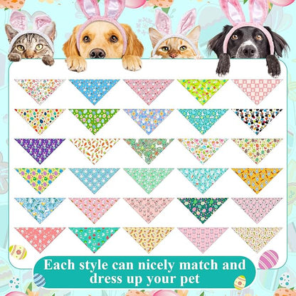 Sanwuta 120 Pcs Easter Dog Bandanas Bulk Rabbits Patterns Bandanas - Image 3