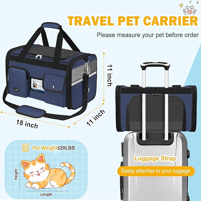 HUANLANG Cat Carrier Airline Approved, Soft-Sided Dog Carriers - Image 5