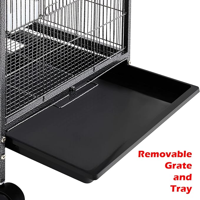 36-Inch Deluxe Sturdy Wrought Iron Bird Flight Open Play Top Cage - Image 5