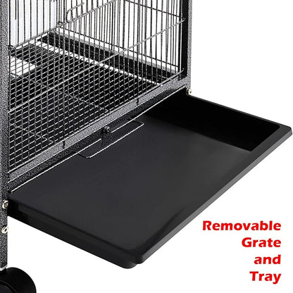 36-Inch Deluxe Sturdy Wrought Iron Bird Flight Open Play Top Cage - Image 5
