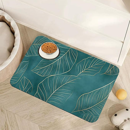 Tropical Palm Leaves Dog Food Mat by Unknown
