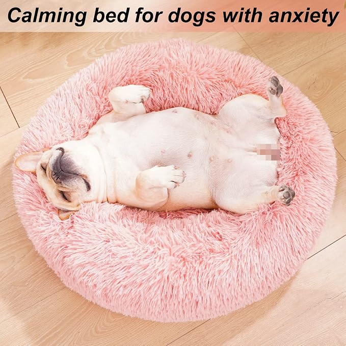 Calming Donut Dogs Beds for Small Dogs Washable, 19inch Fluffy Round Puppy Bed - Image 6