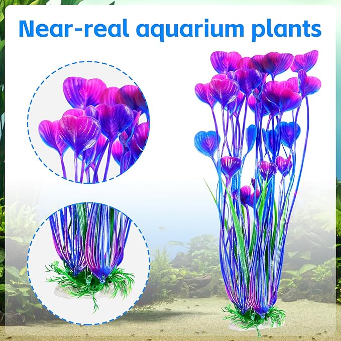 AQUANEAT Artificial Fish Tank Plants, Plastic Aquarium Accessories Large - Image 2