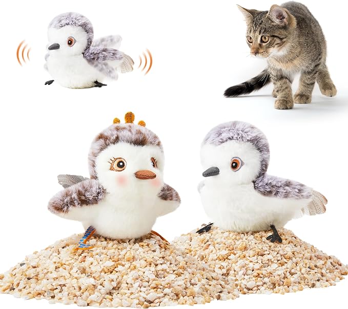 Potaroma Cat Toys 2 Pcs Flapping Sandpiper Pair-Mate, Lifelike Birds Chirp by Potaroma