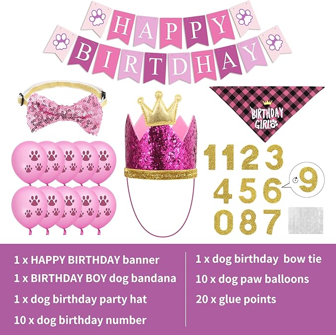Dog Birthday Party Supplies, Dog Birthday Hat Bandana Scarf - Image 2