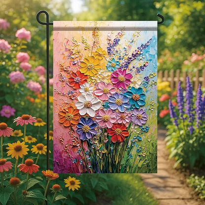 12x18 Inch Spring Garden Flag Colorful Flower Oil Painting Style Yard Banner - Image 3