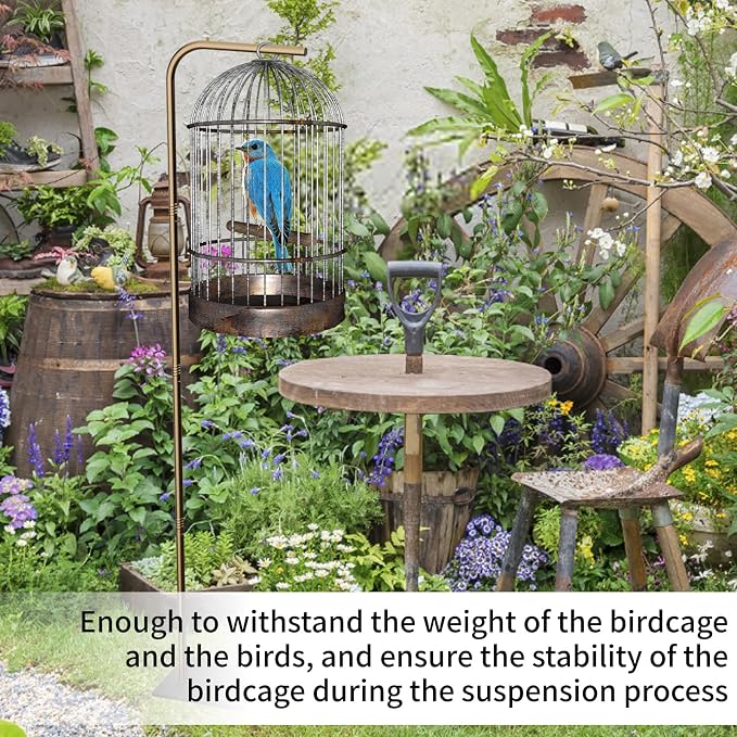 TBTFW 67 Inch High Hanging Bird Cage, Bird Cage Stand, Feeder Stand - Image 5