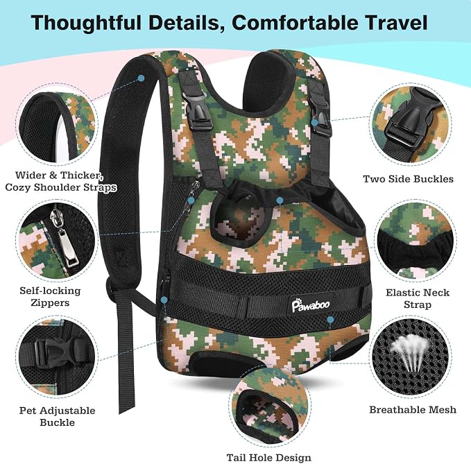 Pawaboo Pet Dog Front Carrier Backpacks, Legs Out Pet Carrier Backpack - Image 2