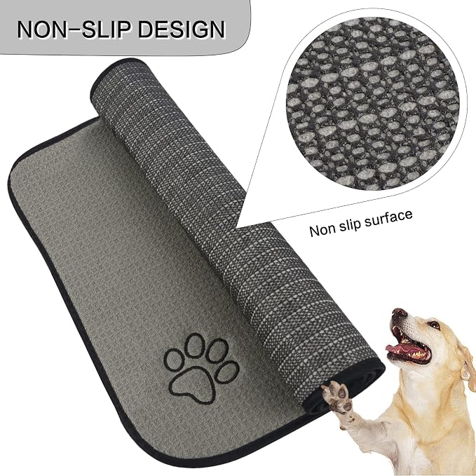 SINLAND Microfiber Pet Bowl Mat Dog Cats Feeding Mats - Image 3