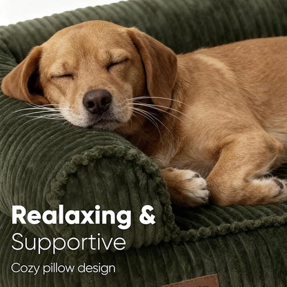 FUKUMARU Cute Dog Bed, Waterproof Corduroy Dogs Couch, 36in Orthopedic Pet Sofa - Image 2