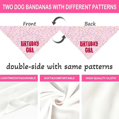 Birthday Girl Dog Bandanas 1 Pack, Triangle Reversible Pet Scarves - Image 6
