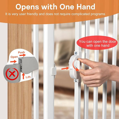 71“ Extra Tall Cat Gate for Doorway: 33.4-37.4” Wide Pet Gate, Auto Close/One - Image 2