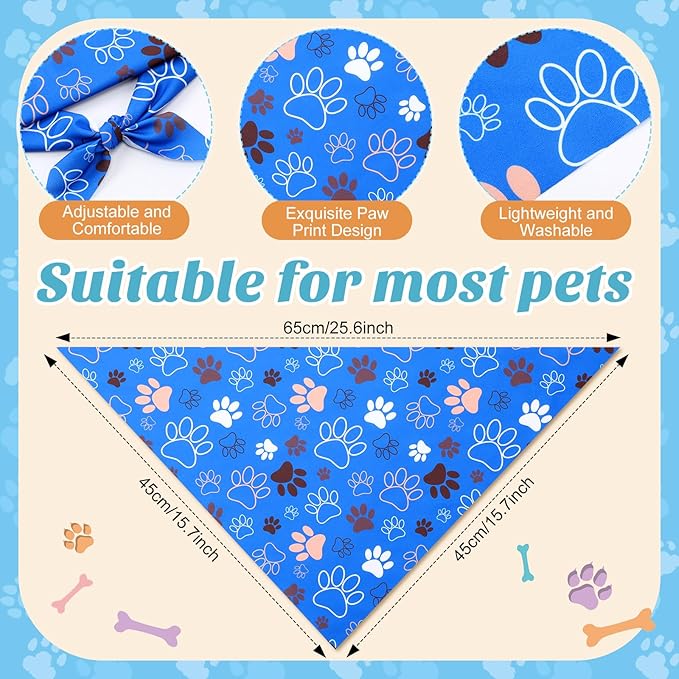 Weewooday 50 Pcs Paw Print Dog Bandanas Bulk - Image 3