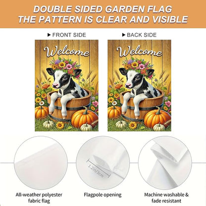 Fall Garden Flag Welcome Calf Animal Garden Flag Farm 12x18 Inch Double Sided - Image 4