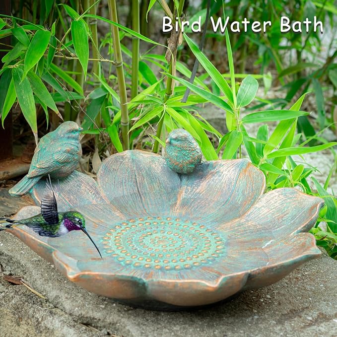 MUMTOP Bird Baths for Outdoors, Antique Outdoor Garden Bird Bath Resin Birdbath - Image 6