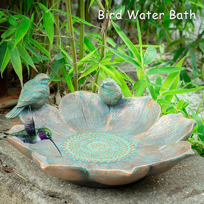 MUMTOP Bird Baths for Outdoors, Antique Outdoor Garden Bird Bath Resin Birdbath - Image 6