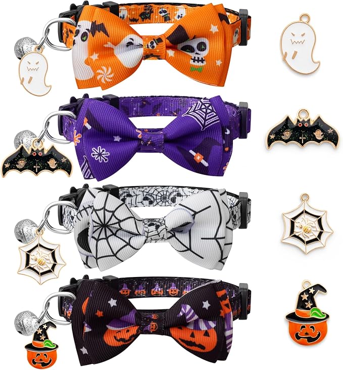 LLHK 4 Pack Halloween Cat Collar by LLHK