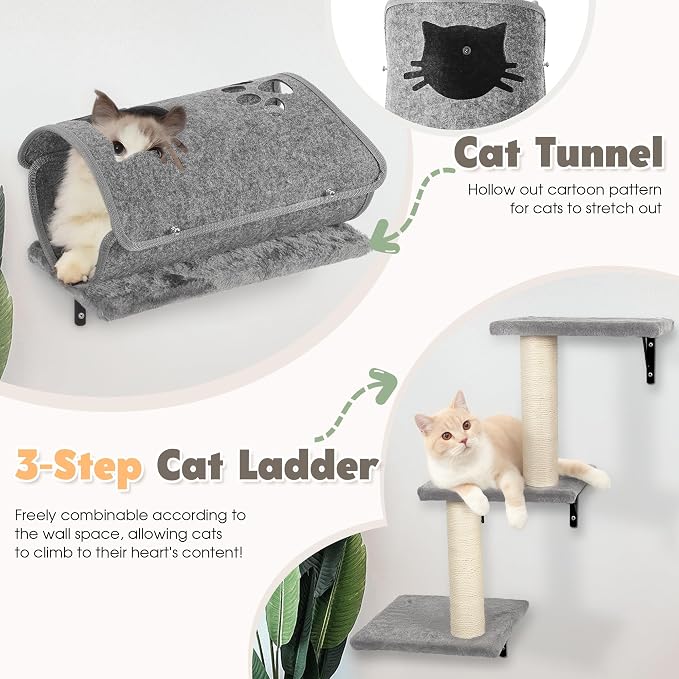 NUNU LAB 7-in-1 Wall Mounted Cat Climber Set, Cat Wall Furniture Set - Image 3