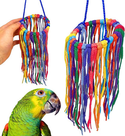 Bonka Bird Toys 51213 Large Aglet Heaven 9" Hanging Cotton Shoelace Ring Toy by BonkaBirdToys