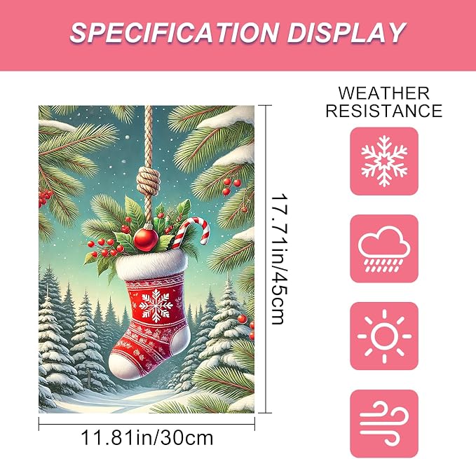 Christmas Garden Flag Christmas Stocking Garden Flag Snowflake Holiday Gardens - Image 3