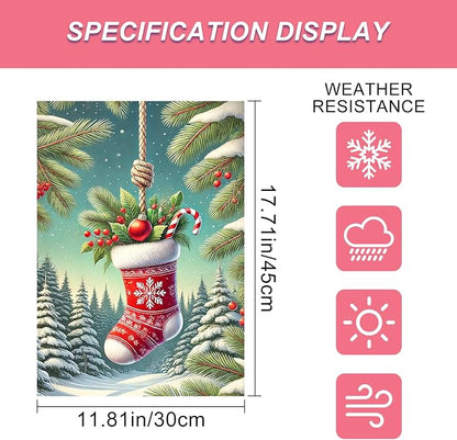 Christmas Garden Flag Christmas Stocking Garden Flag Snowflake Holiday Gardens - Image 3