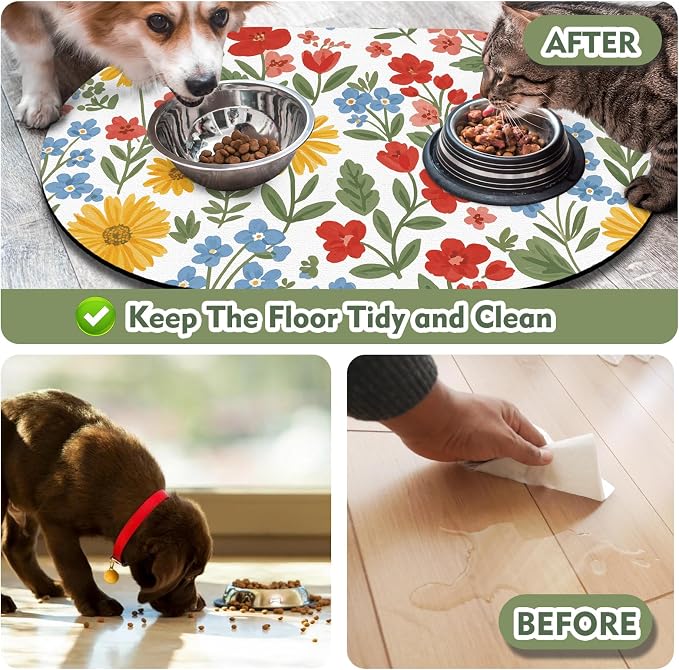 Absorbent Cat Mats for Food and Water 24''x16'', Non-Slip Rubber Mat for Cats - Image 5