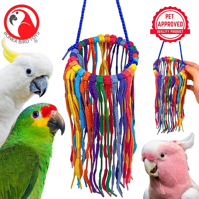 Bonka Bird Toys 51213 Large Aglet Heaven 9" Hanging Cotton Shoelace Ring Toy - Image 6