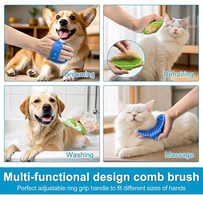 Enmaipet 4-in-1 Dog Grooming Brush, Dog Bath Brush Set, Adjustable Handle - Image 3