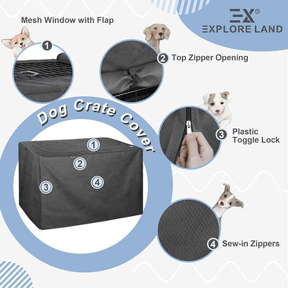 Explore Land Dog Crate Cover for 36 Inches Wire Cage, Heavy-Duty Lattice Pet - Image 5
