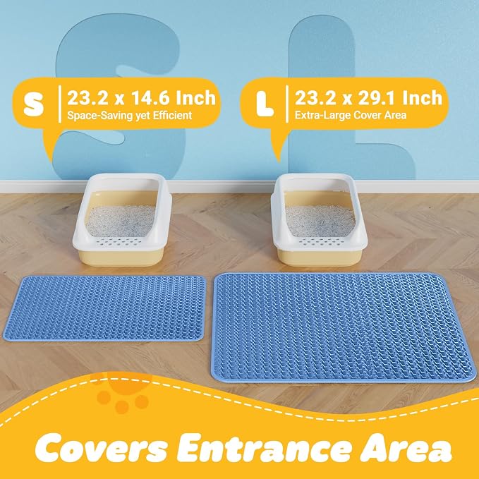 Cat Litter Mat - 23.2'' x 14.6'' Small Litter Trapping Mat, Waterproof - Image 2