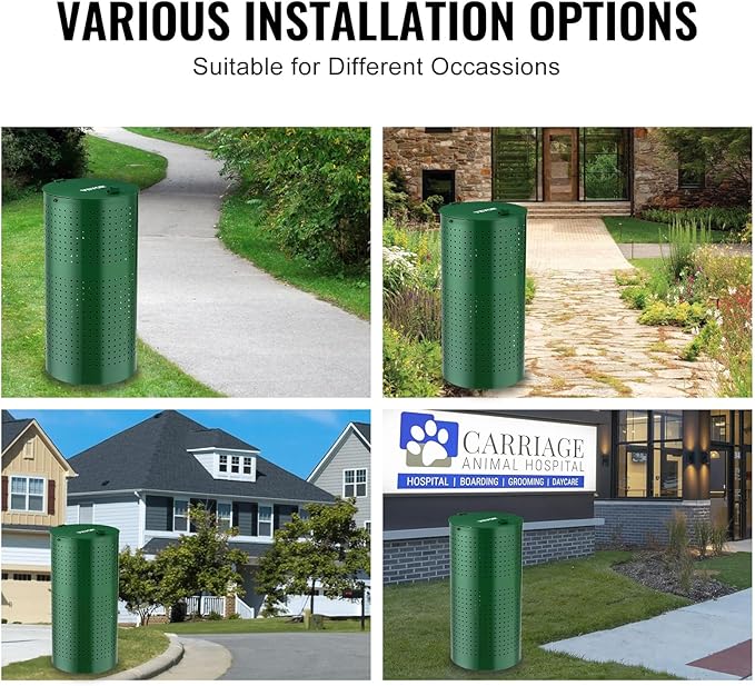 VEVOR Dog Poop Trash Can With 50 Liner Bags, 11.5 Gallons Outdoor Waste Bin - Image 7