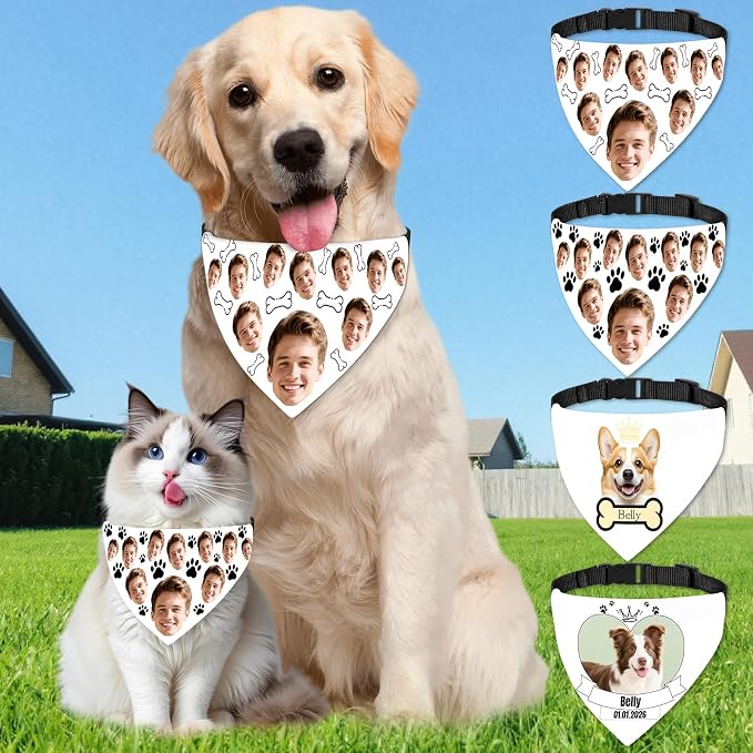 Funny Personalized Dog Bandana Custom Face Design, Custom Dog Bandana by elesories