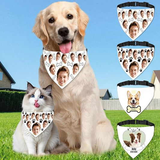 Funny Personalized Dog Bandana Custom Face Design, Custom Dog Bandana by elesories