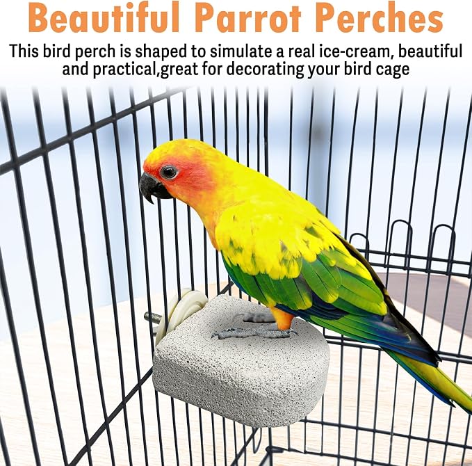 PINVNBY 4 PCS Bird Perch Stands Parrot Calcium Perch Beak Grinding Stone Foot - Image 7